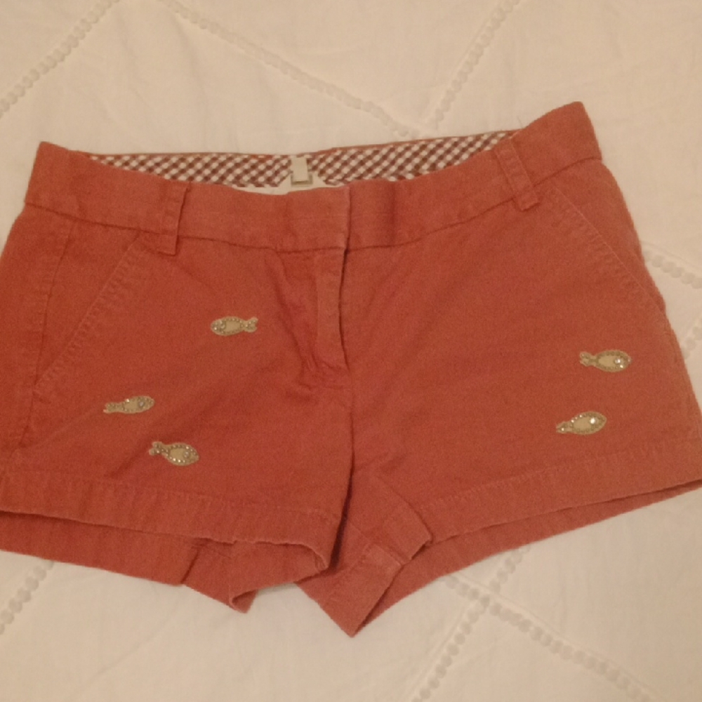 Women's Coral Shorts with Fish Embroidery J Crew